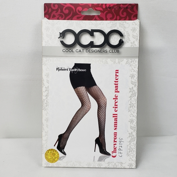 NIB CCDC black chevron small circle fishnet hose - Picture 2 of 4